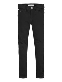 Image of Calvin Klein Jeans Girls Stretch Skinny Jeans - Black, Size Age: 14 Years, Women