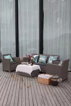 Image of Faro Taupe 5 Seater Grey Outdoor Lounge Set