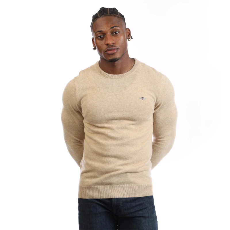 Image of Gant Lambswool Blend Crewneck Sweatshirt Khaki male S