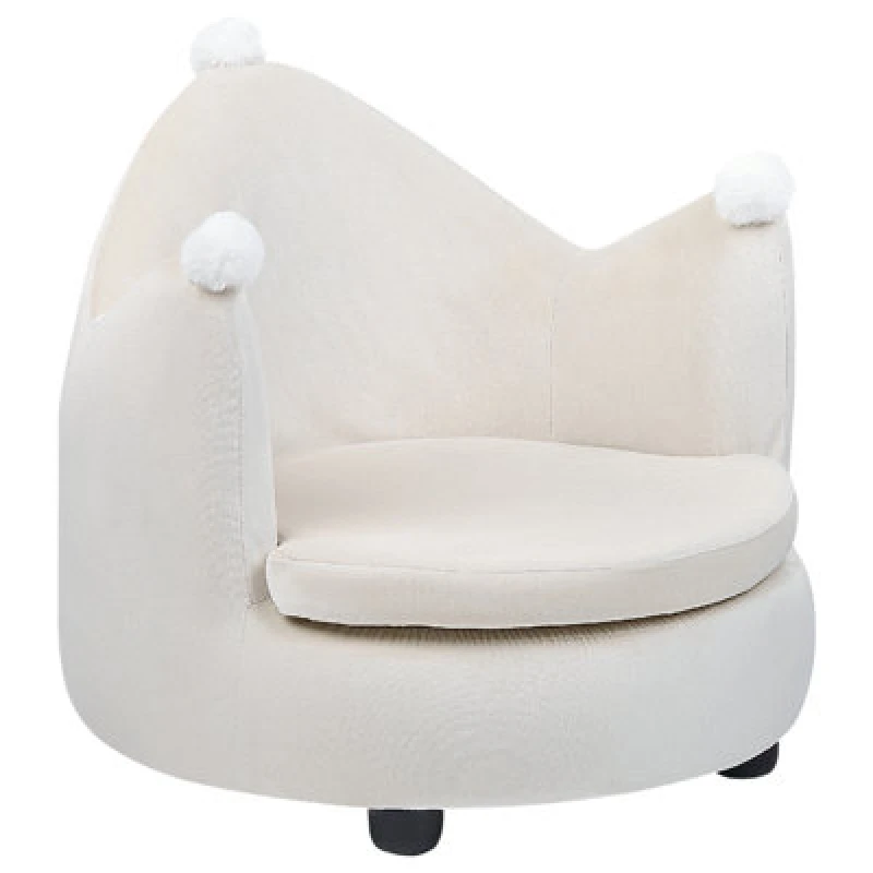 Image of Beliani Kids Armchair Crown Vega Velvet Light Beige