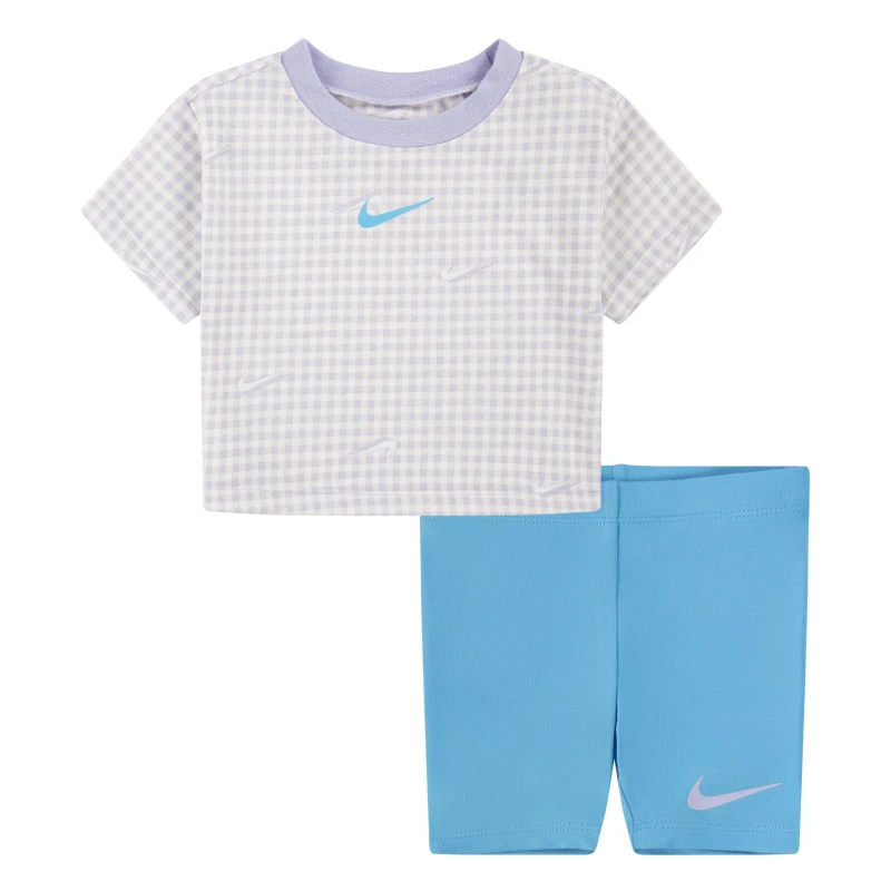 Image of Nike Bxy T Short Set - Blue Blue 3 - 6 Months