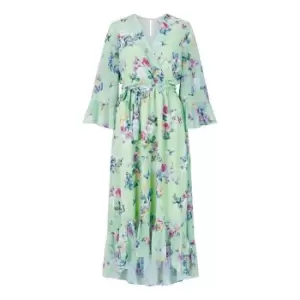 Image of Yumi Green Floral Butterfly High Low Dress - Green