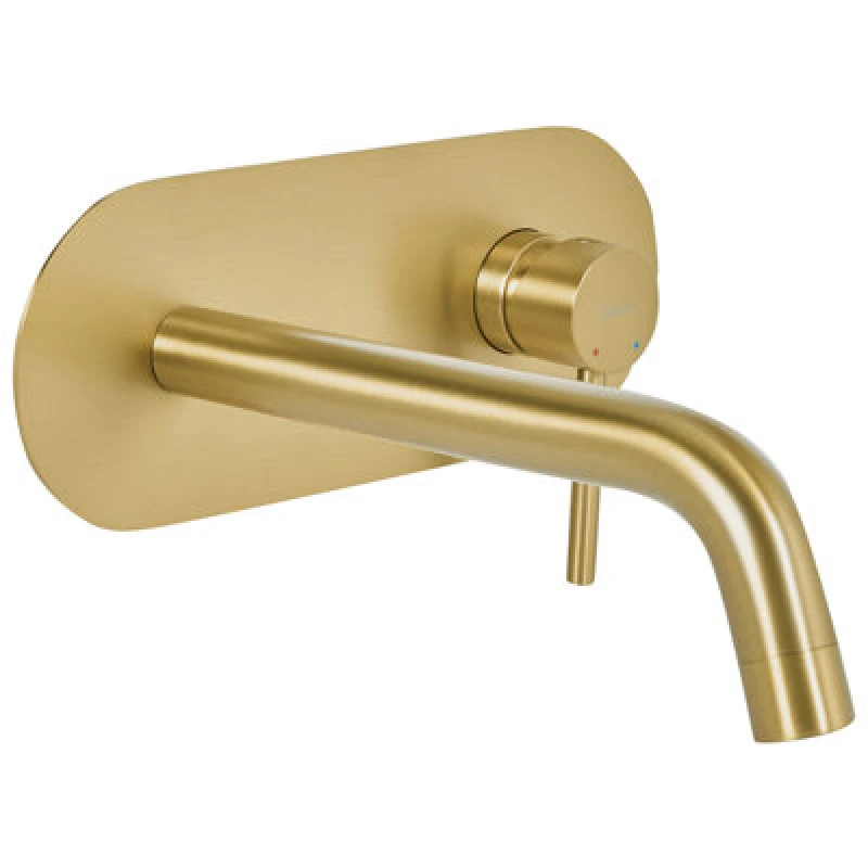 Image of Beliani Wall Mounted Basin Mixer Tap Guaiba Brass Gold
