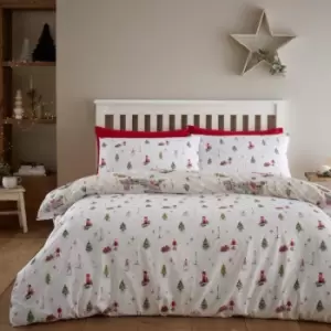Image of Catherine Lansfield Christmas Town White Duvet Set - King, Cotton