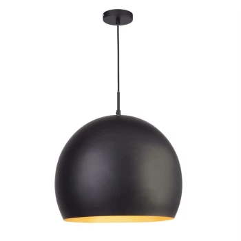 Image of Searchlight Industrial - 1 Light Large Pendant Matt Black, Gold, E27