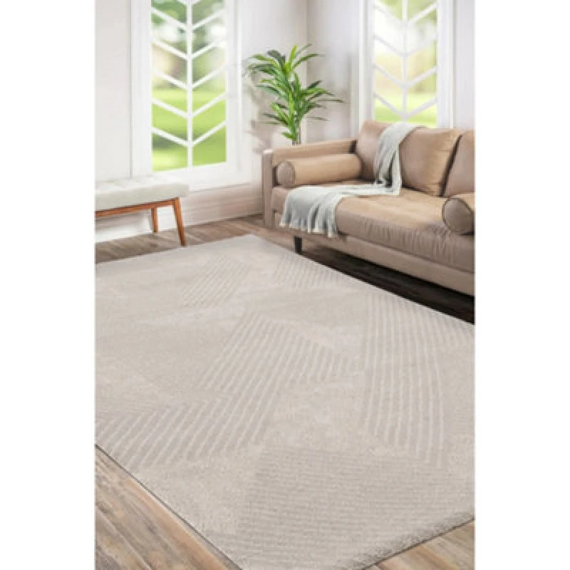 Image of Melrose Solero Decorative Striped Natural Large Area Rug 160/230Cm