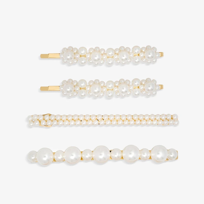 Image of Jon Richard Gold Plated Mixed Pearl Slides - Multipack Hair Clips One Size Gold 73787410000