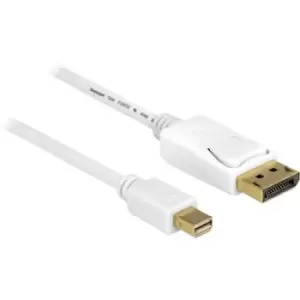 Image of Delock Mini DisplayPort / DisplayPort Adapter cable Mini DisplayPort plug, DisplayPort plug 7m White 83485 gold plated connectors DisplayPort cable
