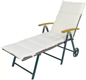 Image of Outsunny Outdoor Rattan Wicker Sun Lounger Adjustable Backrest Foldable Chaise Lounge Relaxer Patio, Deck, Poolside