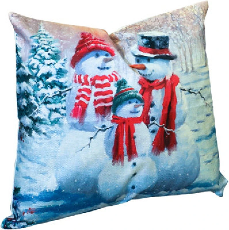 Image of Netagon Snowman Family Design Christmas Themed Cushion 45X45CM in White Size: 45X45cm White Unisex 45X45 cm