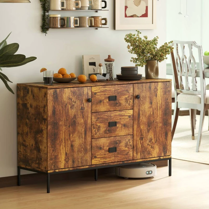 Image of HOMCOM Modern Sideboard, Storage Cabinet, Accent Cupboard Rustic Brown, Brown 835-543V00RB