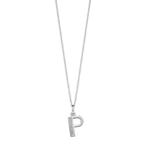 Image of Sterling Silver Art Deco Initial 'P' Pendant with Cubic Zirconia Stone Detail