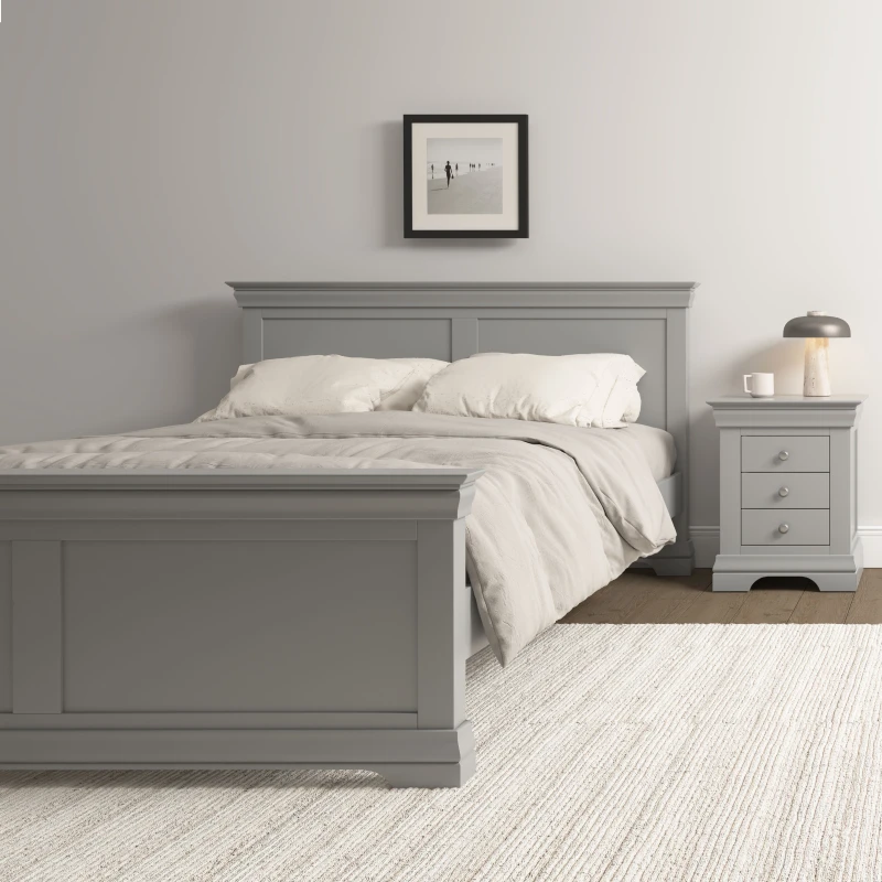 Image of Seconique Bordeaux 5ft King Size Bed High Foot End Pebble Grey (Partial Assembly)