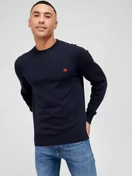 Image of HUGO Hugo San Cassius Knitted Jumper - Navy Size M Men