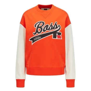 Image of Hugo Boss X Russell Athletic Logo Eraisa Sweatshirt Bright Orange Size M Women