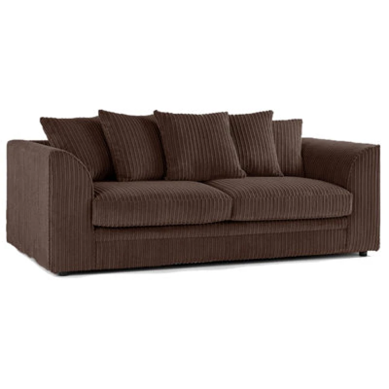 Image of Furnishings For Less UK Luxor Jumbo Cord Chocolate Fabric 3 Seater Sofa