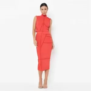 Image of Missguided Coord Exposed Seam Midaxi Skirt - Red