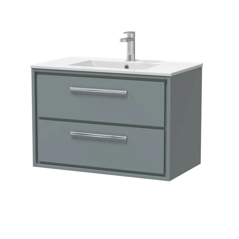 Image of Balterley Bathroom Wall Hung 2 Soft-Close Drawer Vanity Unit, Grey, 800mm in Grey Grey Unisex