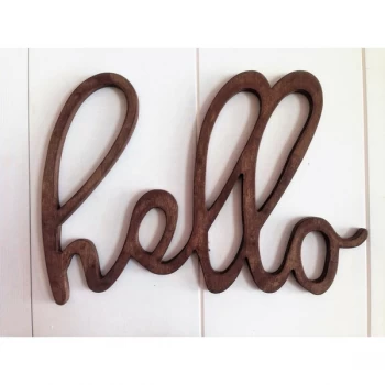 Image of Hello - Walnut Walnut Decorative Wooden Wall Accessory