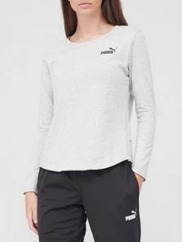 Image of Puma Essential Long Sleeve Tee - Light Grey Heather, Size S, Women