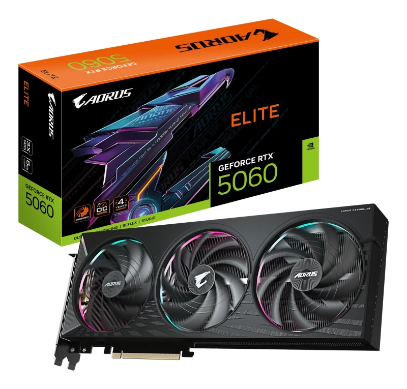 Image of Gigabyte GeForce RTX 5060 8GB AORUS ELITE Graphics Card 4719331356392