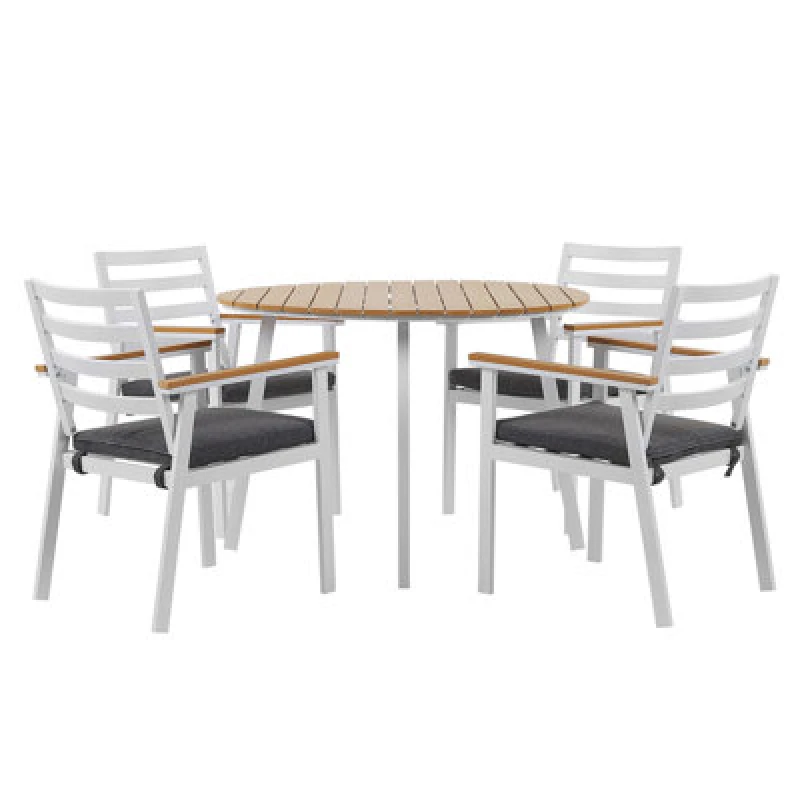 Image of Beliani Garden Dining Set 4 Seater Cavoli With Cushions Metal Grey