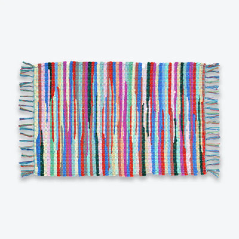 Image of Allure Bath Fashions Chindi Recycled Rag Rug With Fringe - 50 X 80Cm