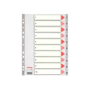 Image of Esselte Polypropylene 1-10 Part Indices A4 - Grey - Outer carton of 10