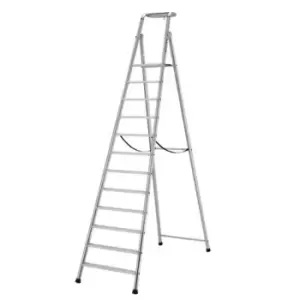 Image of Heavy-Duty 12-Tread Aluminium Step Ladder - 2850mm Platform Height - EN131 Compliant & GS Approved