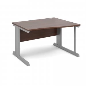 Image of Vivo Right Hand Wave Desk 1200mm - Silver Frame Walnut Top