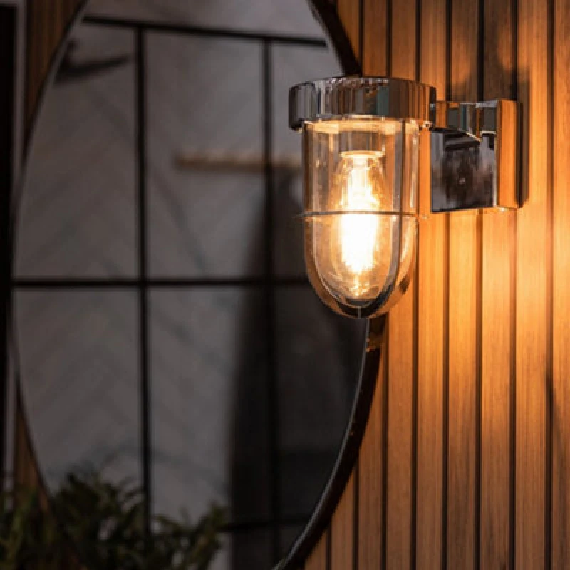 Image of ValueLights ValueLights Fanar Lantern IP44 Rated Bathroom Outdoor Wall Light with LED Bulb in Silver Silver One Size Unisex 5059406034336