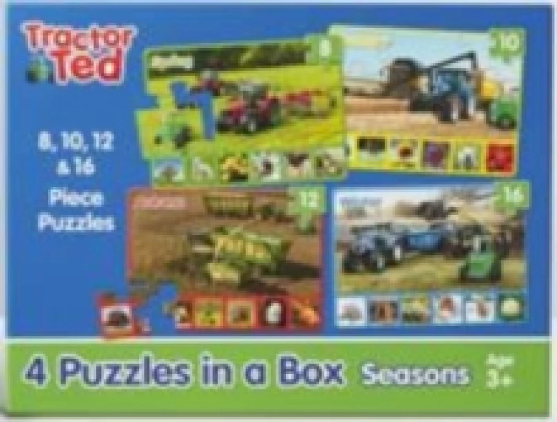 Image of 4 puzzles in a box - Tractor Ted : Four Seasons on the Farm Puzzles - Spring, Summer, Autumn and Winter - Perfect for Kids age 3+ Hardback