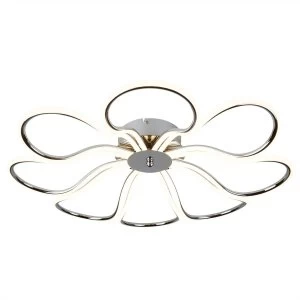 Image of Integrated LED 8 Light Small Flush Ceiling Light Chrome, White