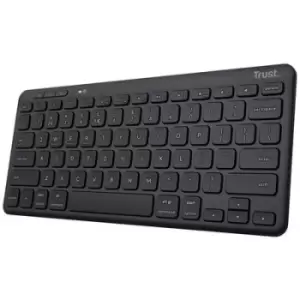 Image of Trust Lyra Compact Bluetooth , Radio Keyboard German, QWERTZ Black Rechargeable, Quiet keypad, Splashproof, Multimedia buttons