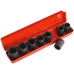 Image of Sealey 9 Piece 3/4" Drive Hexagon Impact Socket Set 3/4"