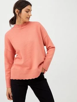 Image of Oasis Suzie Scallop Jumper - Pale Pink Size M Women
