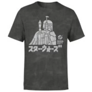 Image of Star Wars Kana Boba Fett Mens T-Shirt - Black Acid Wash - XL - Black