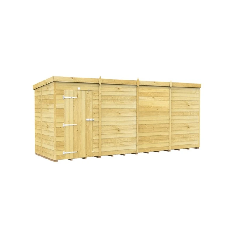 Image of Buttercup Farm 16 x 5 Feet Pent Shed - Single Door W/O Window - L147 x W474 x H201cm in Brown Brown Unisex