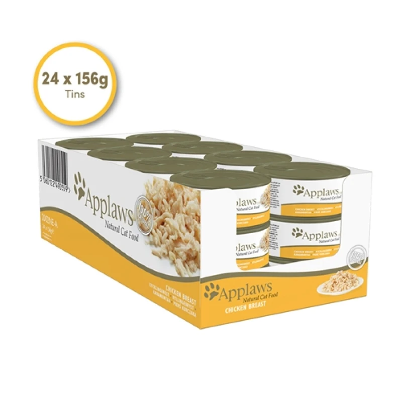 Image of Applaws Natural Chicken Breast Wet Cat Food Tin, 24 x 156g
