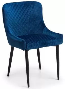 Image of Julian Bowen Luxe Blue Velvet Dining Chair