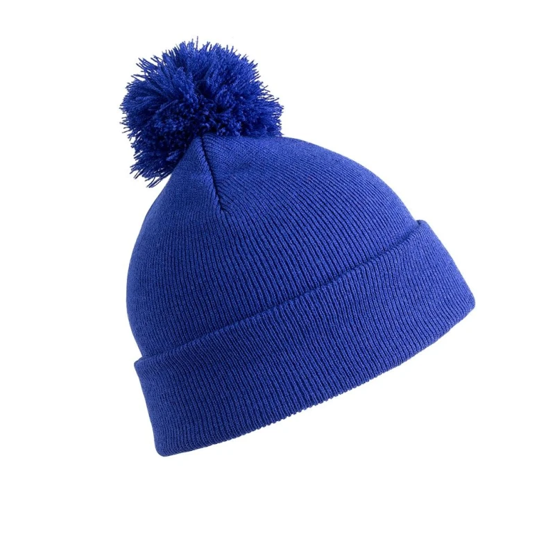 Image of Result Pom Pom Beanie in Blue Blue Unisex One Size