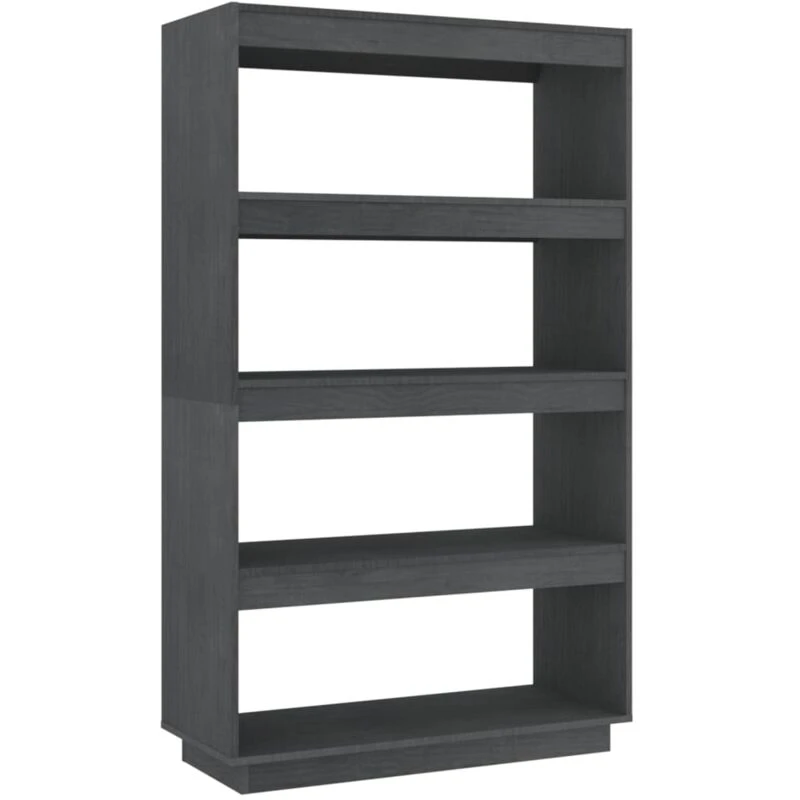 Image of Vidaxl Book Cabinet/Room Divider Grey 80X35X135cm Solid Pinewood, Grey 810891