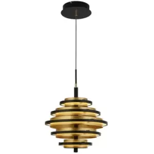 Image of Searchlight Lighting - Searchlight Hive Black/Gold Leaf 5 Light LED Pendant 2700K