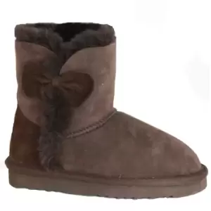 Image of Eastern Counties Leather Childrens/Kids Coco Bow Detail Sheepskin Boots (2 UK) (Chocolate)