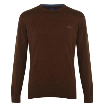 Image of Gant Cotton Crew Jumper - Brown