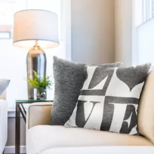 Image of Emma Barclay - Amor Love Chenille Cushion Cover, Black, 43 x 43 Cm