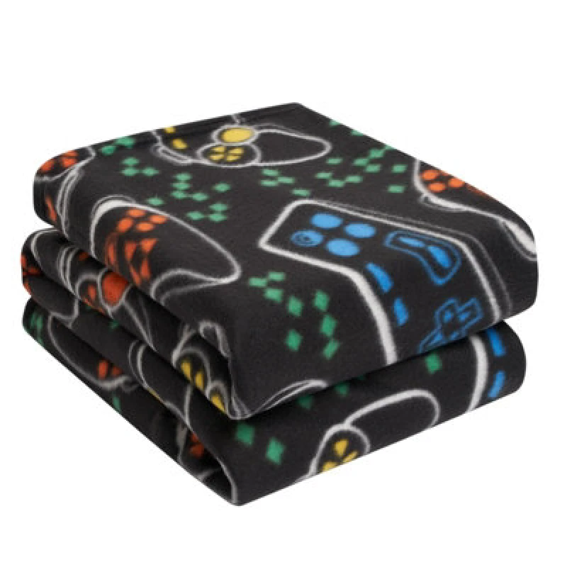 Image of OHS OHS Pack of 10 Printed Fleece Blanket Throw in Black Size: 120cm x 150cm Black 120cm x 150cm Unisex 5027434151691