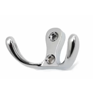 Image of Small Double Coat Hanger Hook Door Wall Bath CK24 Model - Colour Chrome - Pack of 6