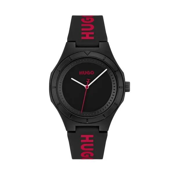 Image of HUGO 1530343 Lit For Him Black Silicone Strap Watch - W45403