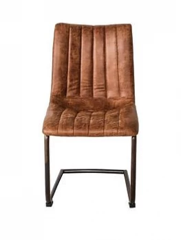 Image of Hudson Living Pair Of Edington Faux Leather Dining Chairs - Brown